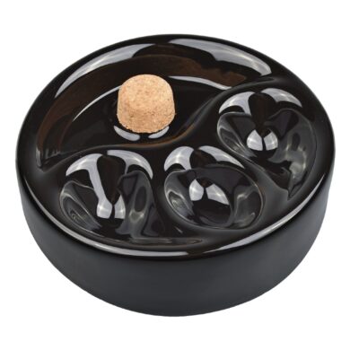 Dýmkový popelník na 3 dýmky keramický černý kulatý  (520725)