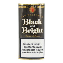 Dýmkový tabák Black and Bright, 50g/F - Dýmkový tabák Black and Bright. Tabáková směs výrazné aromatické chutě je vytvořená smícháním tmavého a světlého tabáku Virginia, okořeněná výraznějším tabákem z Orientu. Stálou chuť a vůni zajišťuje dvojnásobné fermentování tabáku. Výrazné aroma je zajištěné přírodními látkami a vanilkou. Balení pouch 50g.